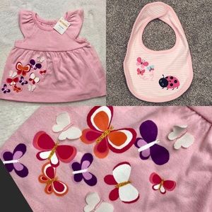 Gymboree butterfly dress and matching striped bib!